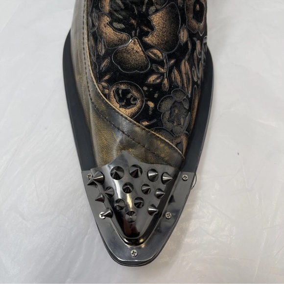 Fiesso by Aurelio Garcia Men Sz 12 Steampunk Floral Goth Spike Metal Tip Loafer - Picture 7 of 13
